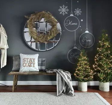 Kerststicker kerstballen met naam - TenStickers