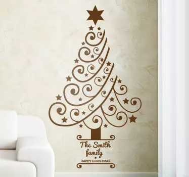 Gepersonaliseerde kerstmis kerstboom sticker - TenStickers