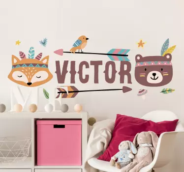 Gepersonaliseerde naam bos dieren sticker  - TenStickers