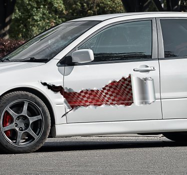 Gescheurde plaat metaal racen auto sticker - TenStickers