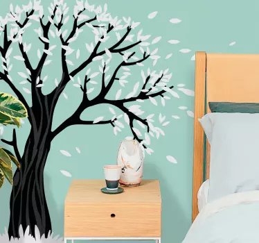 Gestileerd boomsilhouet sticker bed hoofdeinde - TenStickers