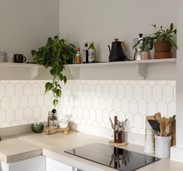 Muursticker keuken goud wit met bogen - TenStickers