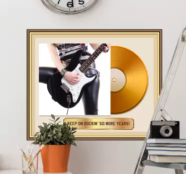 Gouden plaat met naam rocksticker - TenStickers