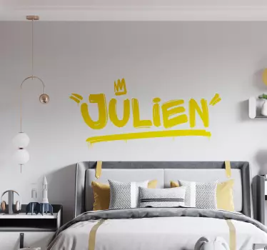 Graffiti met naam en kroon muursticker tienerkamer - TenStickers