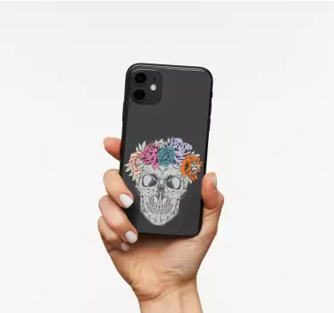 Bloemen schedel ontwerp iPhone sticker - TenStickers