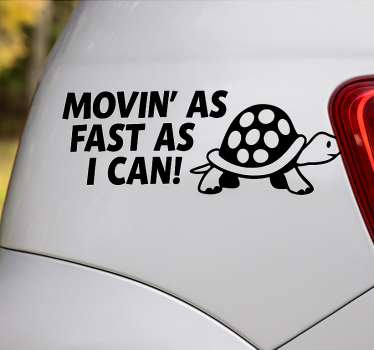 Autosticker grappige trage schildpad - TenStickers
