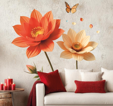 Grote bloemen sticker met visuele effecten - TenStickers
