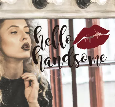 Badkamer tekst sticker hallo handsome - TenStickers