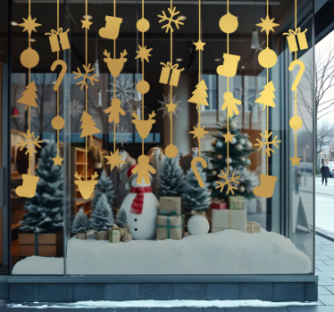 Kerst raamsticker hangende iconen - TenStickers