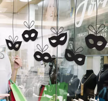 Hangende maskerset etalage sticker - TenStickers