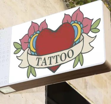 Hart met bloemenelementen etalage sticker - TenStickers