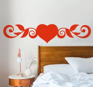 Hart wervelpatroon sticker bed hoofdeinde - TenStickers