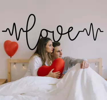 Hartslag van liefde sticker bed hoofdeinde - TenStickers