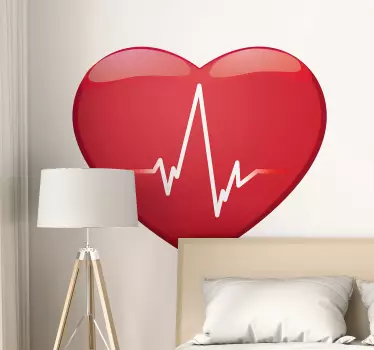 Hartslagpulsontwerp sticker bed hoofdeinde - TenStickers