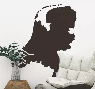 Muursticker wereldkaart Nederland uitgesneden - TenStickers