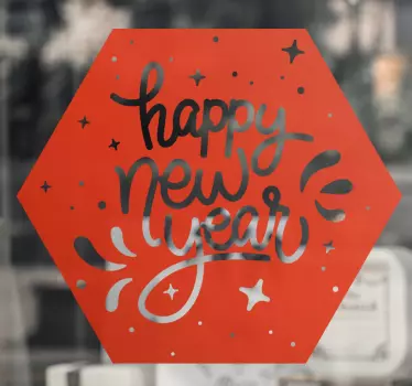 Hexagonale nieuwjaarsgroeten etalage sticker - TenStickers