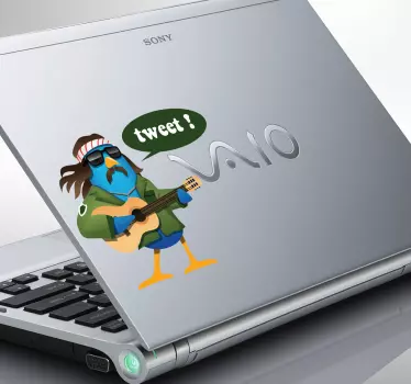 Hippie Tweet Twitter vogel laptop sticker - TenStickers