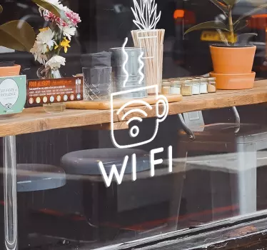 Koffie wifi sticker bedrijf - TenStickers