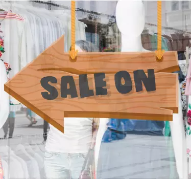 Houten verkooppijl etalage sticker - TenStickers