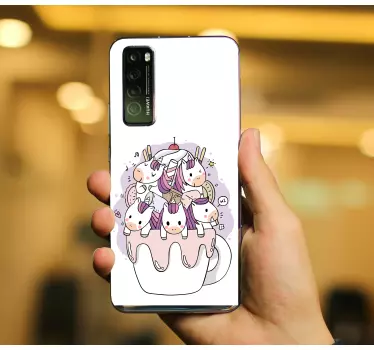 Huawei sticker eenhoorn cupcake verrukking - TenStickers