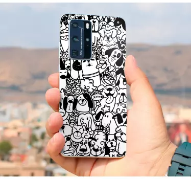 Huawei sticker met speelse hondenmotieven - TenStickers