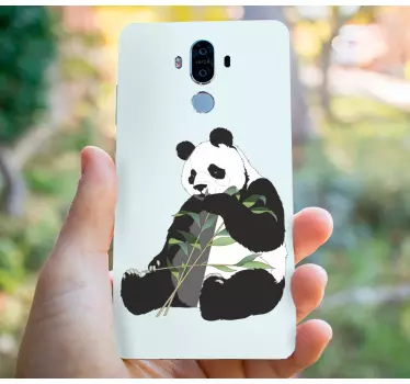 Huawei sticker panda die bamboe eet - TenStickers