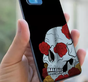 Huawei sticker skull rozenpatroon - TenStickers