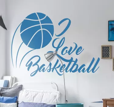 I Love Basketbal Muursticker - TenStickers
