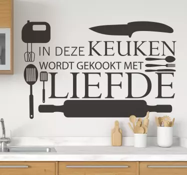 In deze keukentekst thuis muursticker - TenStickers