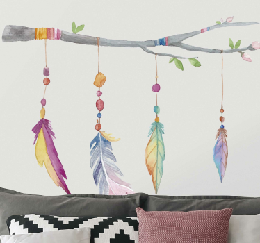 Vogel muursticker Indische veren - TenStickers