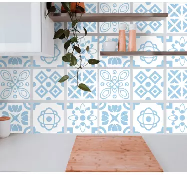Ingewikkelde blauwe patronen sticker geometrische vormen - TenStickers