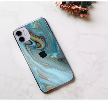 iPhone mobiel stickers Blauw marmer - TenStickers