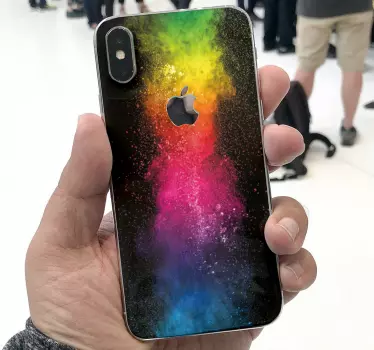 iPhone mobiel stickers Zwart en regenboogplons - TenStickers