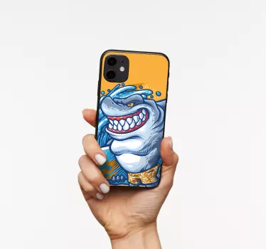 Iphone sticker glimlachende haai - TenStickers