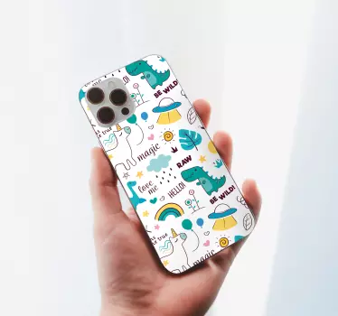 Iphone sticker met speelse wezens patronen - TenStickers