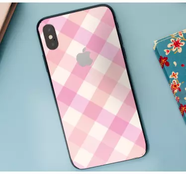 Iphone sticker roze geblokt patroon - TenStickers