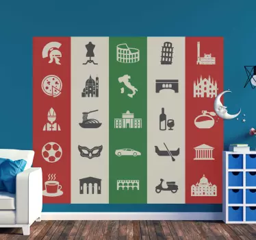 Italiaanse culturele iconen locatie sticker - TenStickers