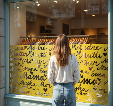 Kalligrafische woordenpatroon van moeder etalage sticker - TenStickers