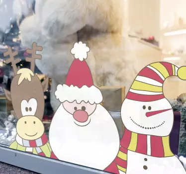Kerst raamsticker sneeuwpoppetjes - TenStickers