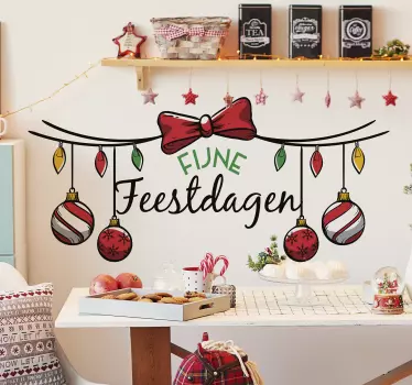 Kerststickers fijne feestdagen - TenStickers