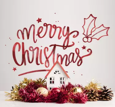 Kerst raamstickers Vrolijk kerstfeest in het rood - TenStickers