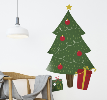 Kerst sticker feestelijke boomcadeaus - TenStickers