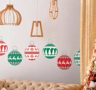 Kerst sticker feestelijke ornamenten assorti - TenStickers