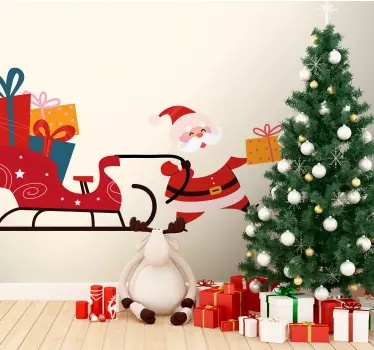 Kerst sticker kerstman sleigh - TenStickers