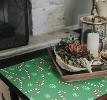 Kerst sticker met zuurstokkenpatroon - TenStickers