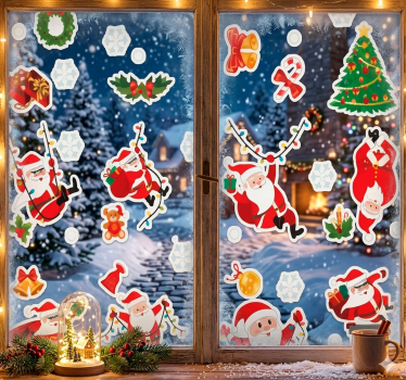 Kerst sticker raam kerstset - TenStickers