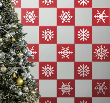 Kerst sticker sneeuwvlokpatroon tegels - TenStickers