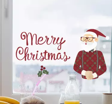 Kerst sticker vrolijke kerstman - TenStickers