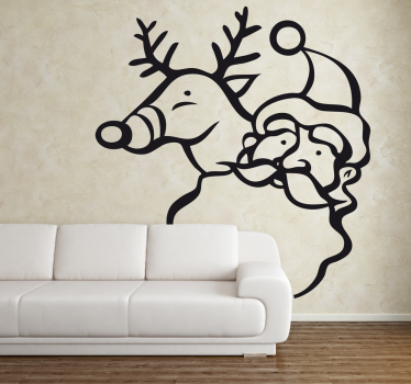 Kerstman met rendier sticker - TenStickers