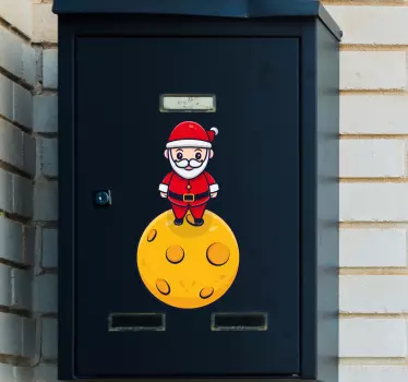 Kerst sticker kerstman op de maan - TenStickers